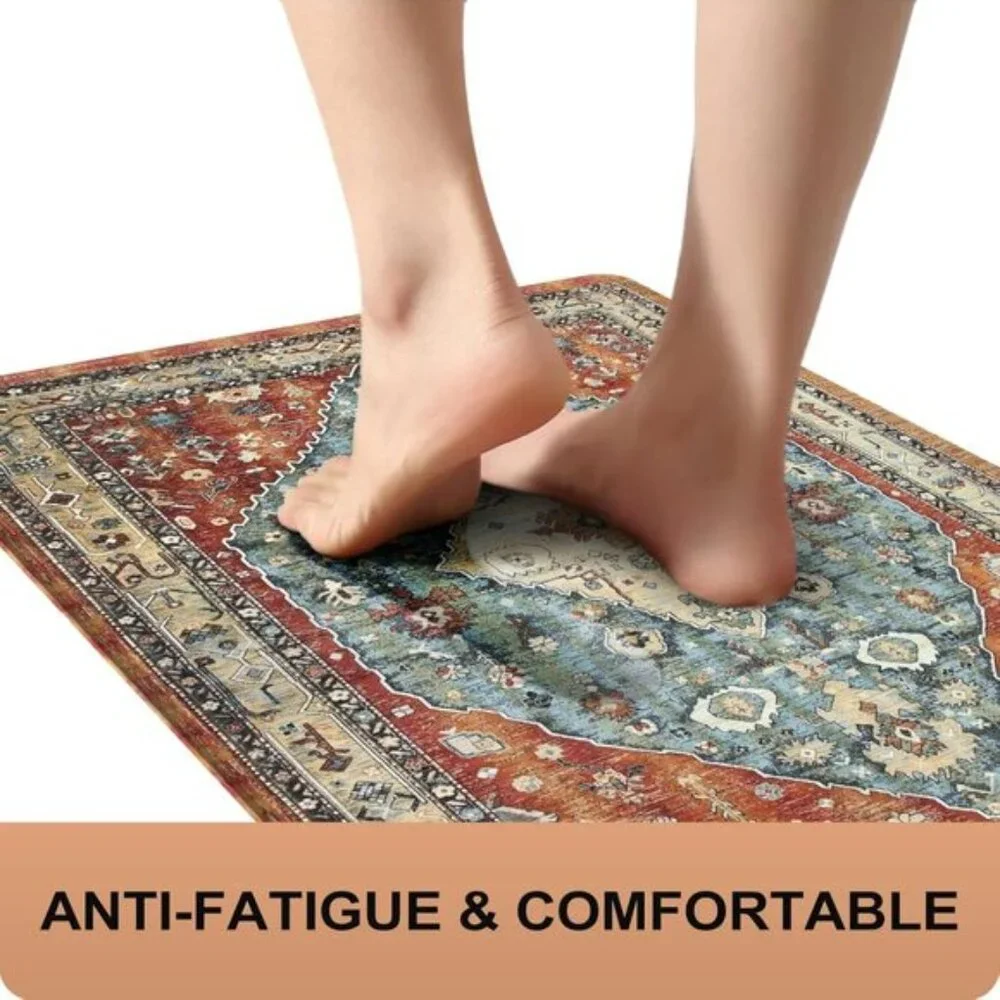 New Set of 2 Boho Kitchen Mat, Cushioned, Anti-Fatigue, Non-Skid, Waterproof